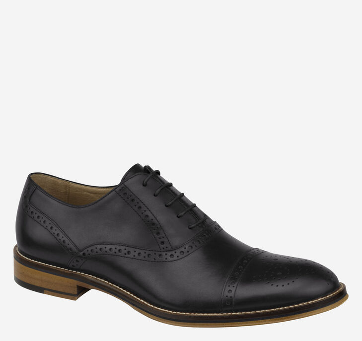 Johnston & Murphy Conard Cap Toe Snörskor Herr - Svarta Finskor [WQ1078569]